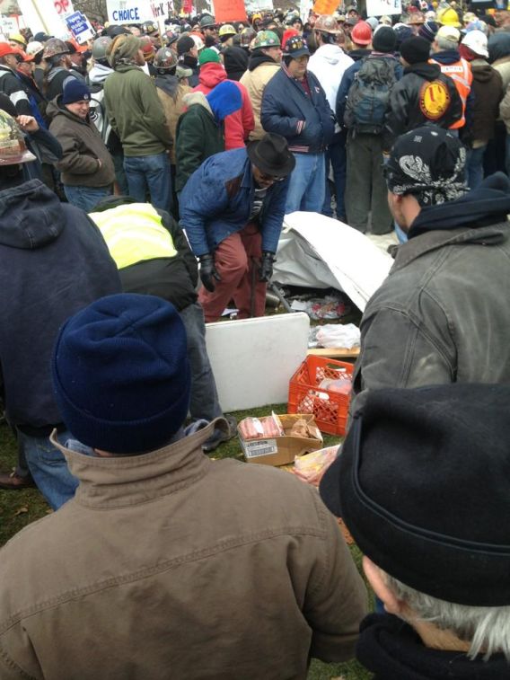 Clint's hot dog stand in Lansing, MI, decimated by union thugs, 12/11/2012