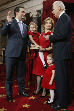 Sen. Ted Cruz of Texas, left, was sworn in today by Vice President Joe Biden. (credit: Getty Images)