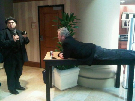 Andrew Breitbart “sits” for an interview at CPAC 2011