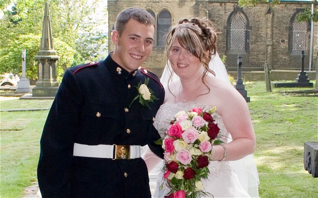 The wedding of murdered Woolwich soldier Lee James Rigby to Rebecca Metcalfe in October 2007 in Southowram Halifax, West Yorkshire Photo: Rossparry 