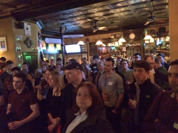 Young libertarians listen to Rep. Justin Amash (R-Mich.) speak at a bar just outside Washington, D.C. (Image source: Matthew Hurtt)